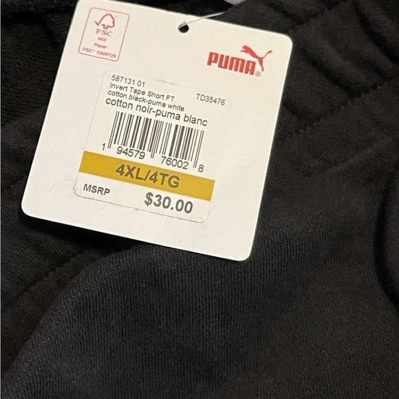 Men’s Shorts Plus Size 4XL Puma Invert Tape Mens Workout Shorts Black - Picture 7 of 11